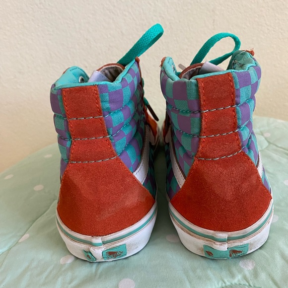 Vans Sk8-Hi Orange and Checkered Sneakers Womens size 8 - Picture 10 of 16